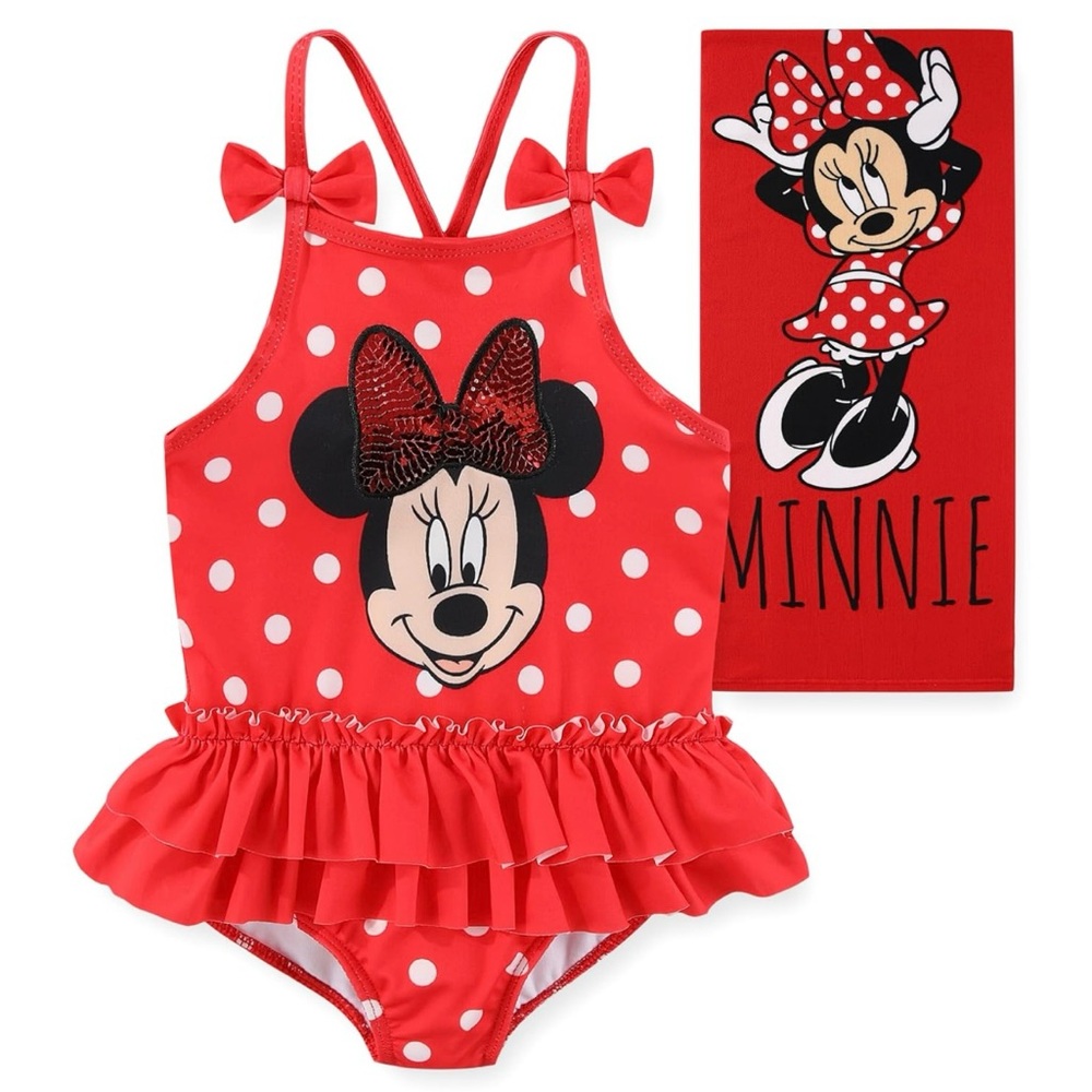 🌟BRAND NEW🌟 Official Disney Minnie Mouse Swimsuit and Towel set